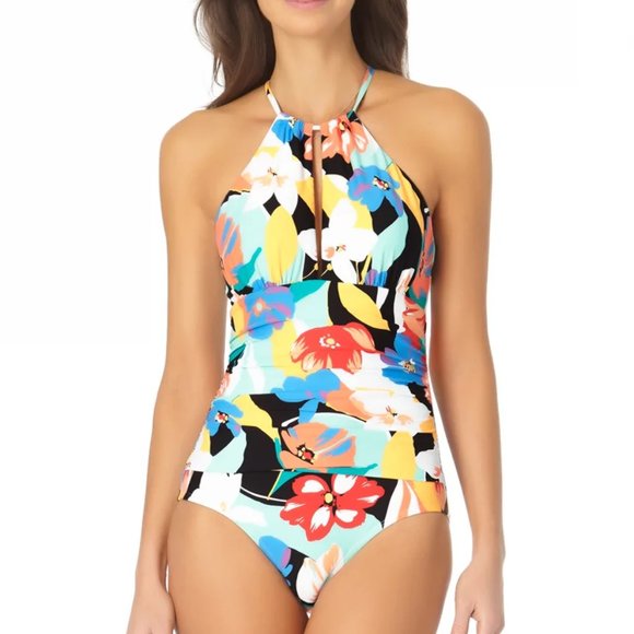 Anne Cole High Neck With Keyhole One Piece Swimsuit - Picture 1 of 2